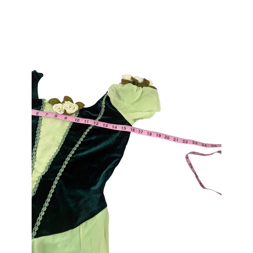 ArtStone Green Velvet Chiffon Dance Costume Floral Leotard Dress Adult Medium